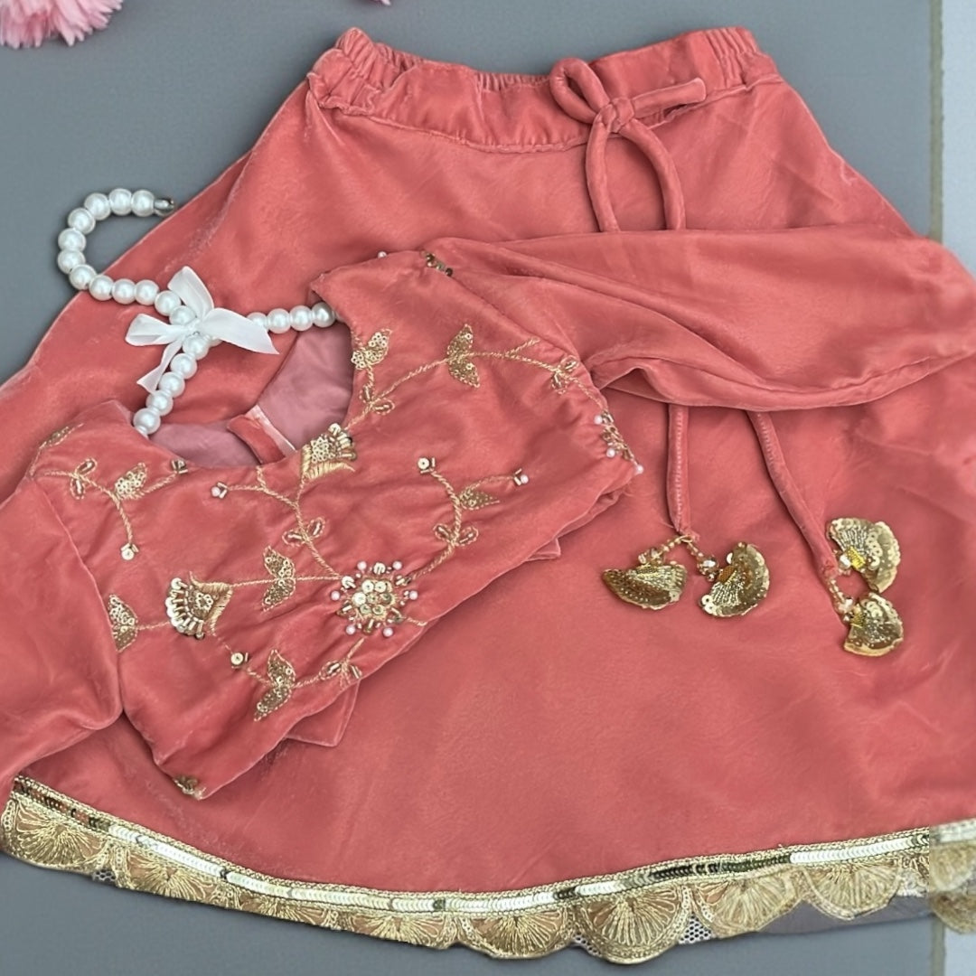 Coral Blossom Velvet Set