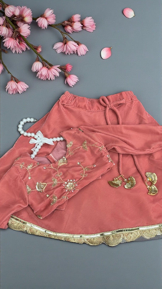 Coral Blossom Velvet Set