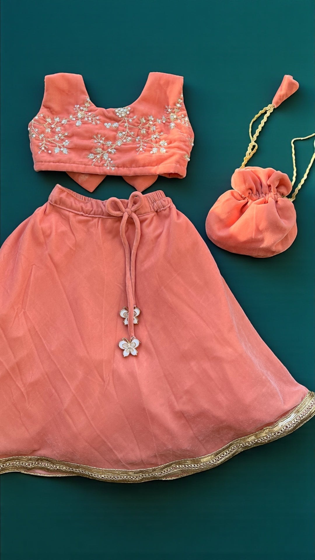 Peachy Blossom Velvet Set