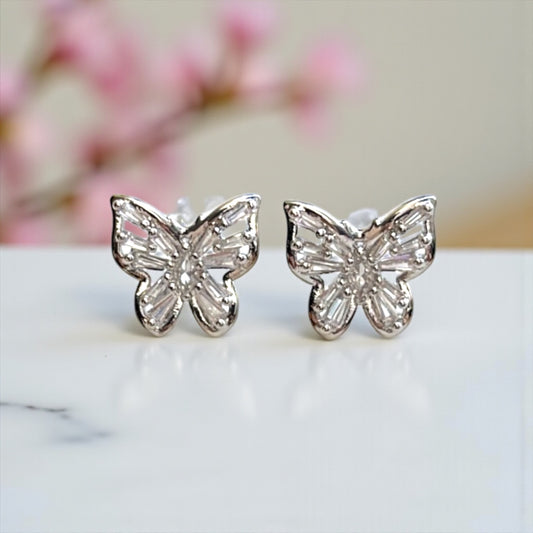 Silver Butterfly Studs