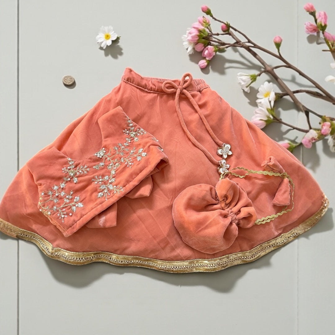Peachy Blossom Velvet Set
