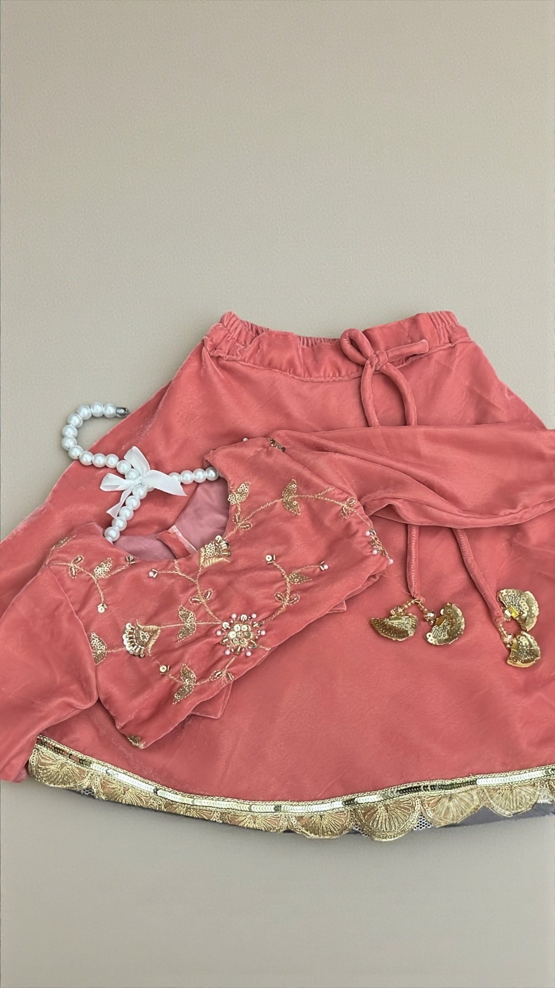 Coral Blossom Velvet Set