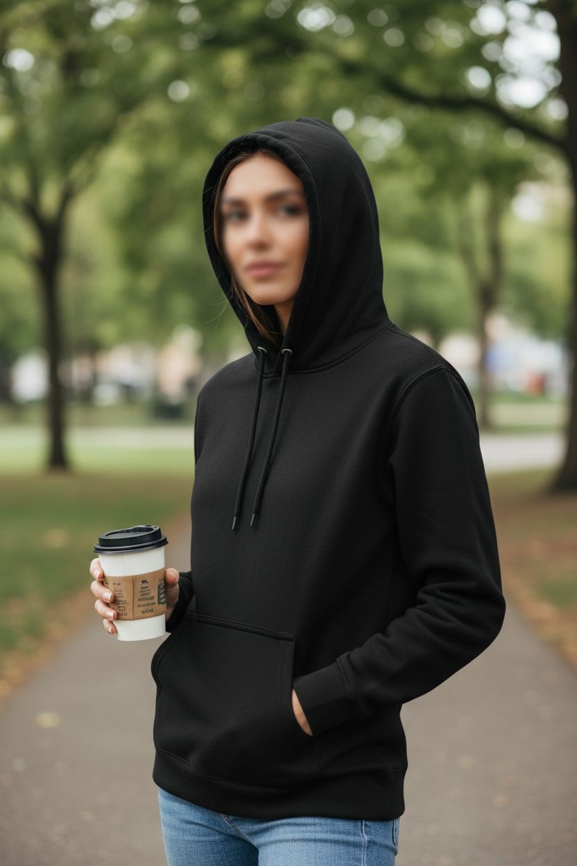 Classic Zip-Up Hoodie – Black