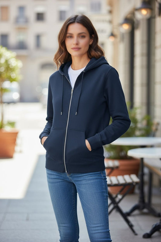 Classic Zip-Up Hoodie – Dark Blue