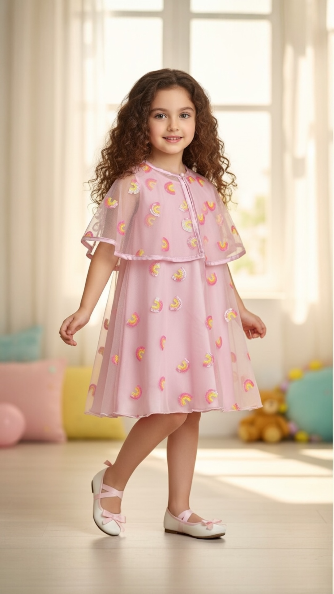 Rainbow Whisper Cape Dress